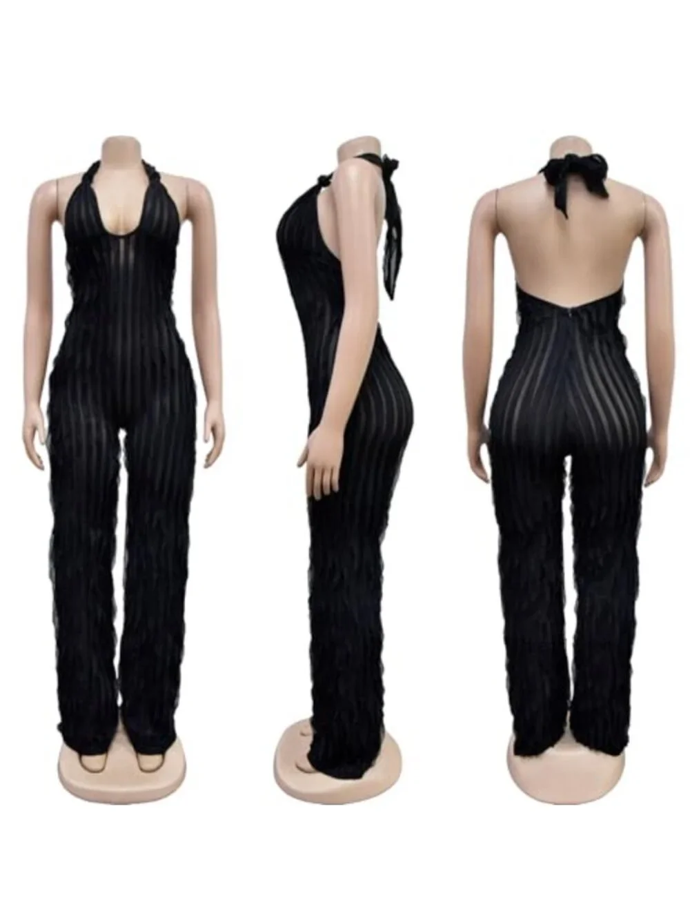 Sexy Halter Backless Chiffon Jumpsuit Wide Leg Romper Summer_3